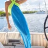 Hot Pitusa Colour Block Jumpsuit Blue