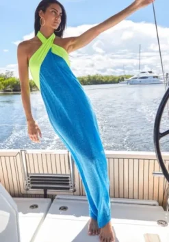 Hot Pitusa Colour Block Jumpsuit Blue