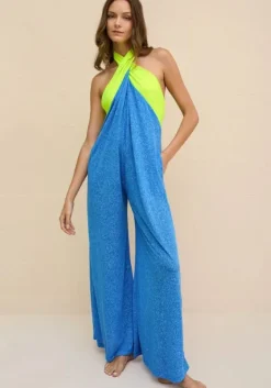 Hot Pitusa Colour Block Jumpsuit Blue