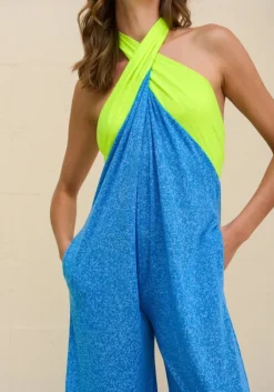Hot Pitusa Colour Block Jumpsuit Blue