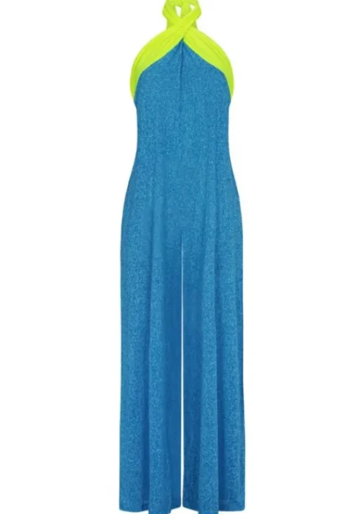 Hot Pitusa Colour Block Jumpsuit Blue
