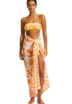 Fashion Seafolly Corfu Sarong Turmeric Corfu Orange