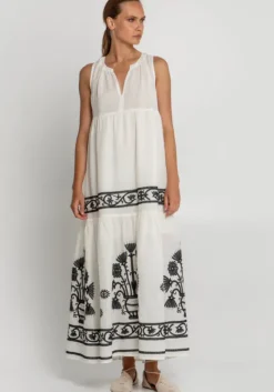 New Greek Archaic Kori Crete Sleeveless Maxi Dress Natural