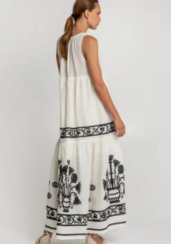 New Greek Archaic Kori Crete Sleeveless Maxi Dress Natural