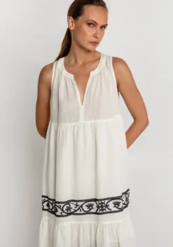 New Greek Archaic Kori Crete Sleeveless Maxi Dress Natural