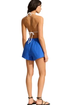 Outlet Seafolly Crinkle Beach Shorts Azure