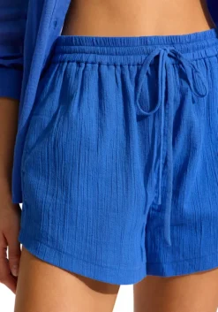 Outlet Seafolly Crinkle Beach Shorts Azure