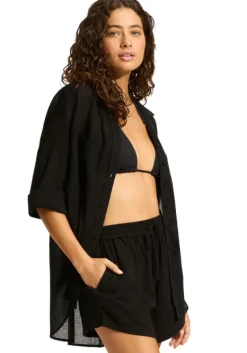 Online Seafolly Crinkle Beach Shorts Black