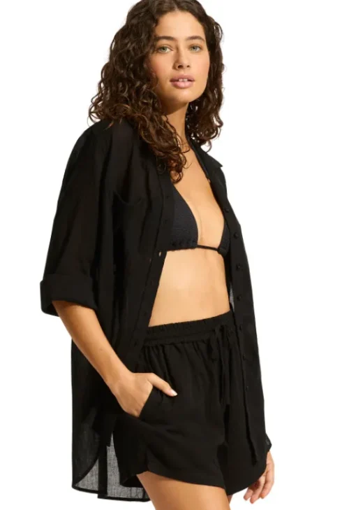 Online Seafolly Crinkle Beach Shorts Black