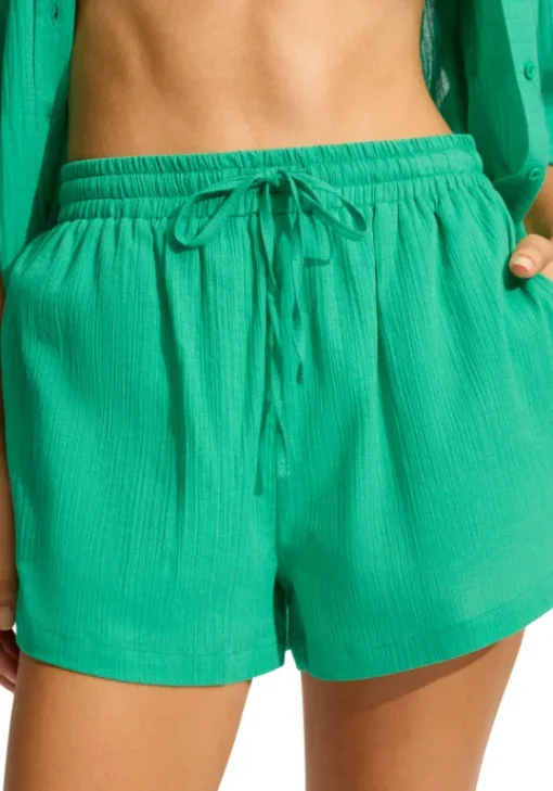 Outlet Seafolly Crinkle Beach Shorts Jade
