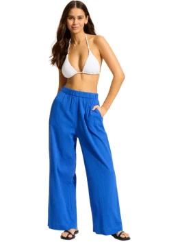 Sale Seafolly Crinkle Beach Trousers Azure