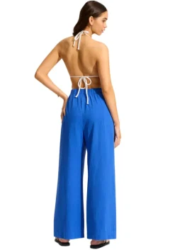 Sale Seafolly Crinkle Beach Trousers Azure