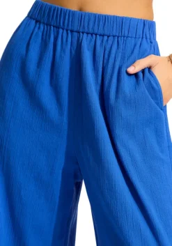 Sale Seafolly Crinkle Beach Trousers Azure