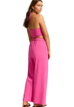 Sale Seafolly Crinkle Beach Trousers Hot Pink