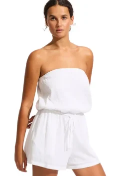 Clearance Seafolly Crinkle Playsuit White