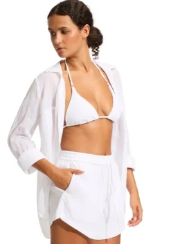 New Seafolly Crinkle Shorts White