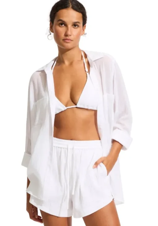 New Seafolly Crinkle Shorts White