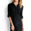 Outlet Seafolly Crinkle Twill Beach Shirt Black
