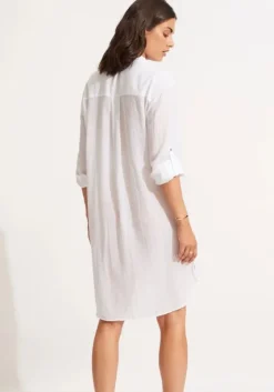 Hot Seafolly Crinkle Twill Beach Shirt White