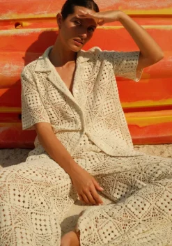 New Pitusa Crochet Beach Pants Ecru