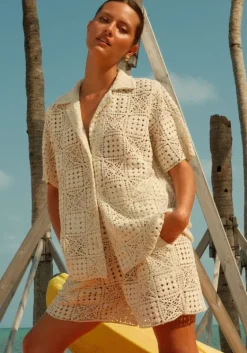 Best Pitusa Crochet Beach Shirt Ecru