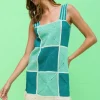 Clearance Pitusa Crochet Checkered Mini Dress Blue