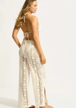 Hot Seafolly Crochet Pant Cream Crochet