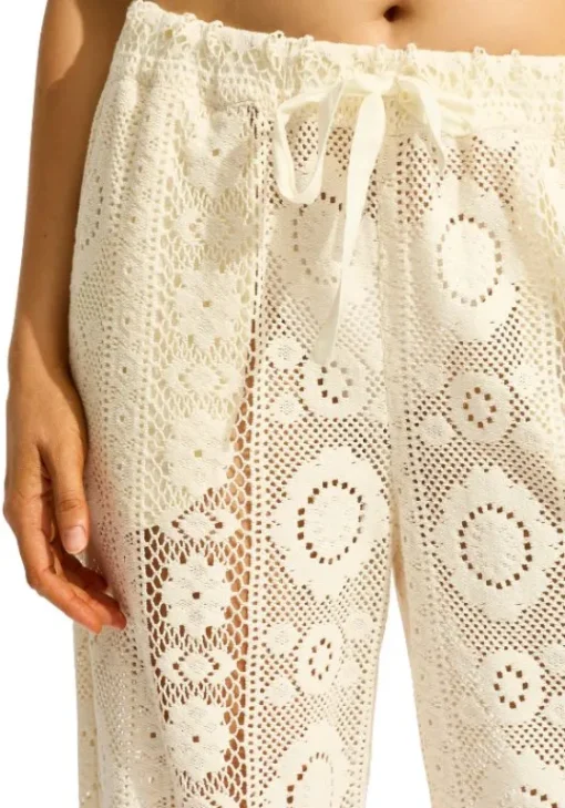 Hot Seafolly Crochet Pant Cream Crochet