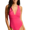 New Seafolly Cross Back Swimsuit Raspberry