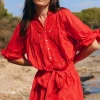 New Juliet Dunn Cut Out Blouson Dress Red