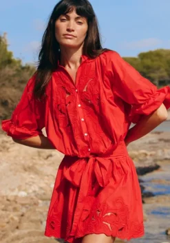 New Juliet Dunn Cut Out Blouson Dress Red