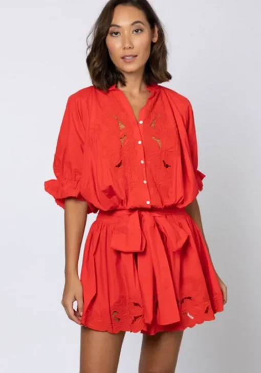New Juliet Dunn Cut Out Blouson Dress Red