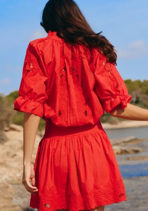 New Juliet Dunn Cut Out Blouson Dress Red