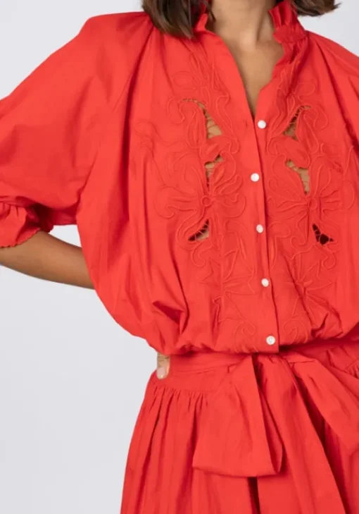 New Juliet Dunn Cut Out Blouson Dress Red