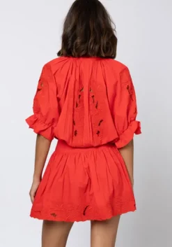 New Juliet Dunn Cut Out Blouson Dress Red