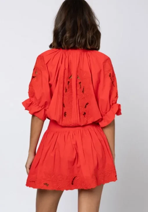 New Juliet Dunn Cut Out Blouson Dress Red