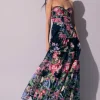 Outlet Charo Ruiz Danny Long Dress Black Botanical