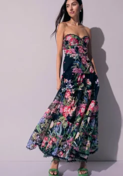 Outlet Charo Ruiz Danny Long Dress Black Botanical
