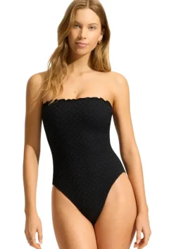 Discount Seafolly Daydreamer DD Bandeau Swimsuit Black