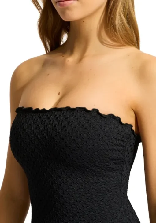 Discount Seafolly Daydreamer DD Bandeau Swimsuit Black