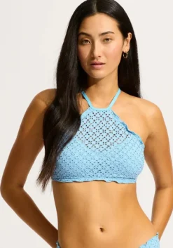 Outlet Seafolly Daydreamer High Neck Bikini Powder Blue