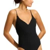 Best Seafolly Daydreamer V Neck Swimsuit Black
