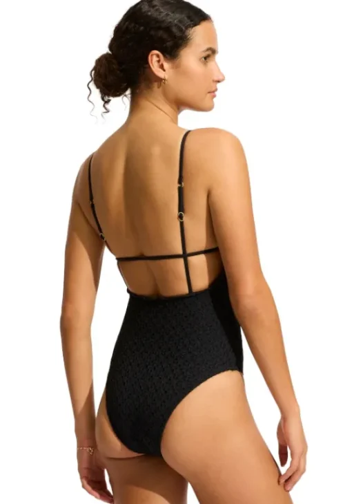 Best Seafolly Daydreamer V Neck Swimsuit Black