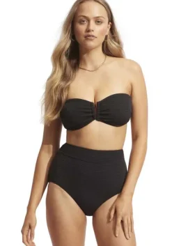 Clearance Seafolly DD Bandeau Highwaist Bikini Black