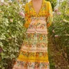 Outlet Farm Rio Delicate Flowers Stripes Maxi Dress DelicateFlowers
