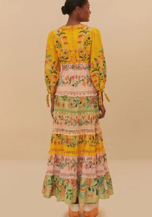 Outlet Farm Rio Delicate Flowers Stripes Maxi Dress DelicateFlowers