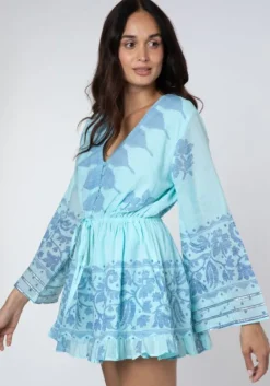 Sale Juliet Dunn Dhaka Print Playsuit Blue