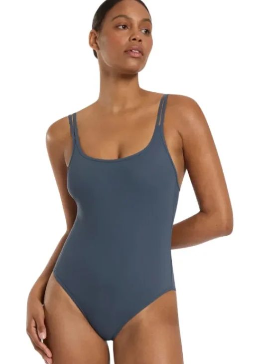 New JETS Swimwear Double Strap Swimsuit Steel Blue
