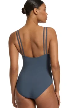 New JETS Swimwear Double Strap Swimsuit Steel Blue