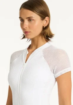 Online Sea Level Drift Short Sleeve Swimsuit